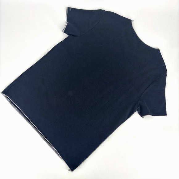 Joe's Jeans NWT Black and Grey Horizontal Ribbed Cotton Short Sleeve Tee, Small - Picture 2 of 16